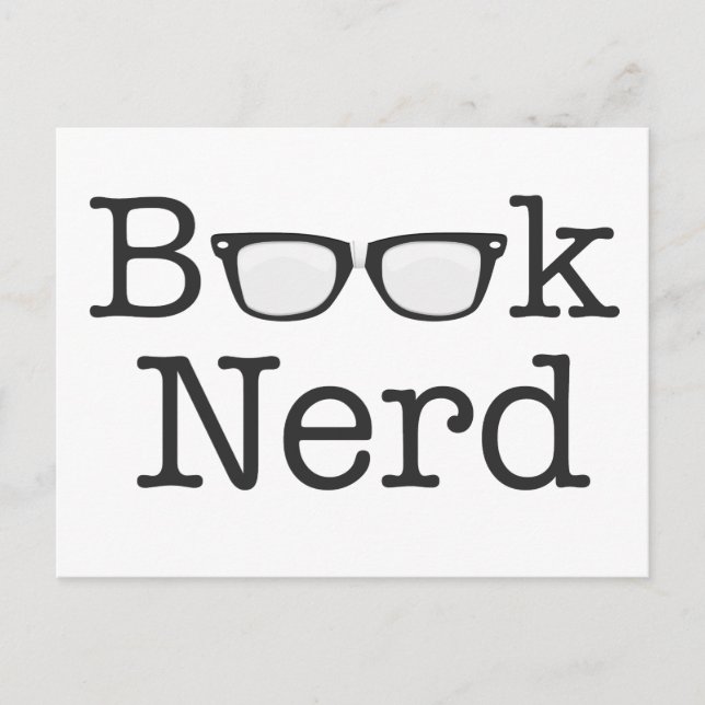 Bok Nerd Funny Spectacles Text Vykort (Framsida)