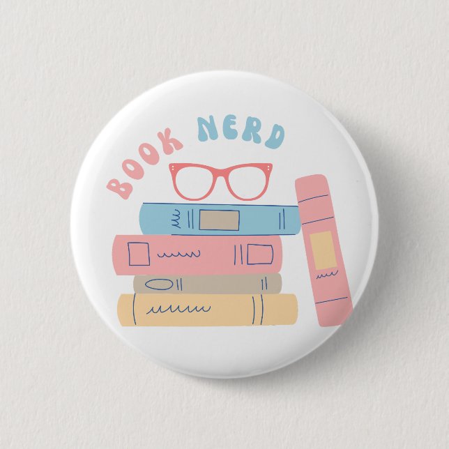 Bok Nerd Girl Retro Design Knapp (Framsida)