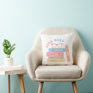 Bok Nerd Girl Retro Design Kudde