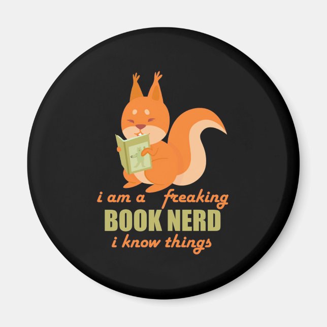Bok Nerd Squirrel Magnet (Framsidan)