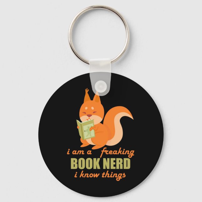 Bok Nerd Squirrel Nyckelring (Framsida)