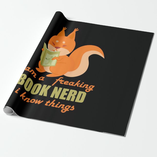 Bok Nerd Squirrel Presentpapper (Utrullad)