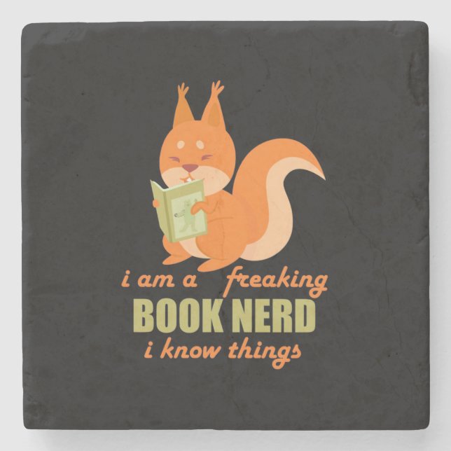 Bok Nerd Squirrel Stenunderlägg (Framsidan)