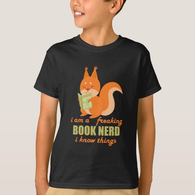 Bok Nerd Squirrel T Shirt (Framsida)