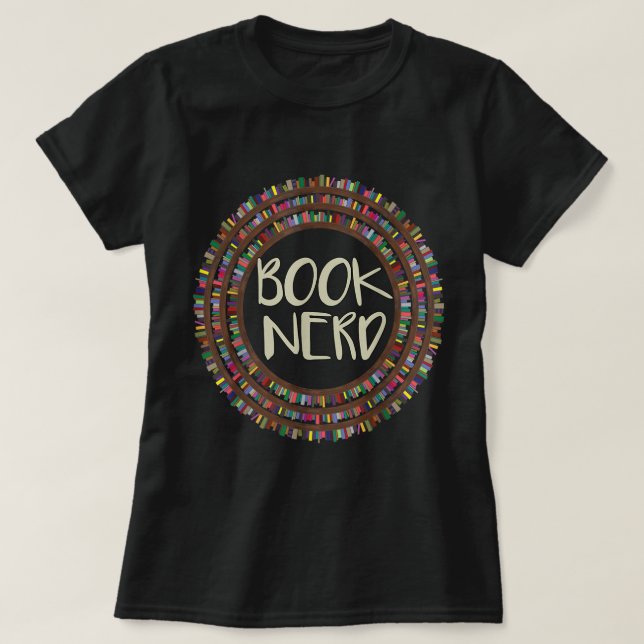 Bok Nerd T Shirt - Tecknad Bok Älskare T Shirts fö (Design framsida)