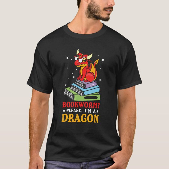 Bok Nerds Reading Bookworms Jag är en drake T Shirt (Framsida)