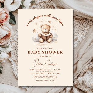 Bok New Chapter börjar Nalle Boy Baby Shower Inbjudningar
