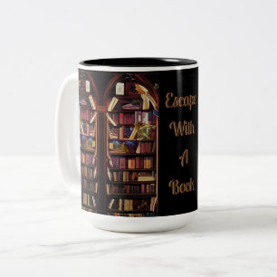 Bok Nook Bookshelves Två-Tonad Mugg