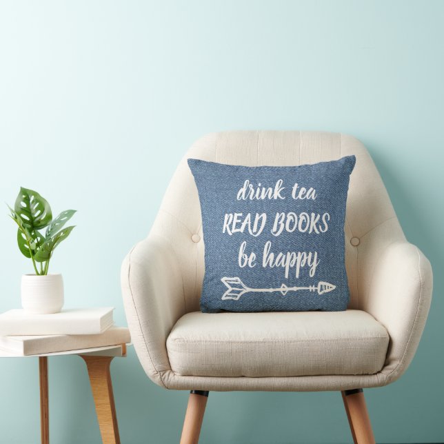 Bok Nook Denim Blue Quote Dekorativ kudde (Stol)