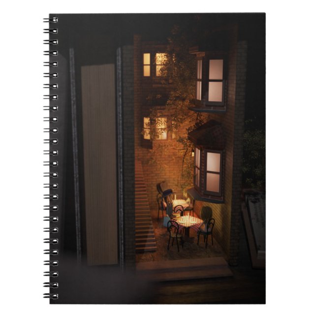 Bok nook diorama - lilla café anteckningsbok (Framsidan)