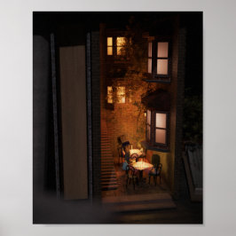 Bok nook diorama - lilla café poster