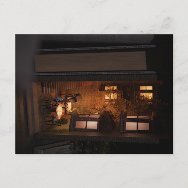 Bok nook diorama - lilla café vykort (Framsida)