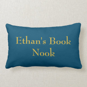 Bok nookdyna, blått & guld, anpassade lumbarkudde