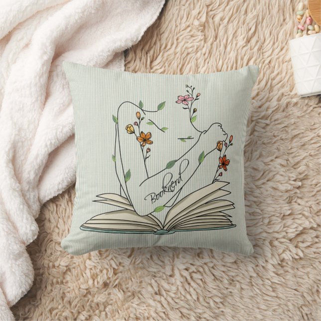 Bok nörd, ömtålig vild blommor öppna bok linen kudde (Filt)