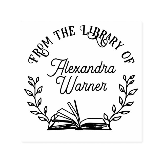 Bok och botaniska grenar #1 Biblioteksmanusnamn Självfärgande Stämpel (Design)