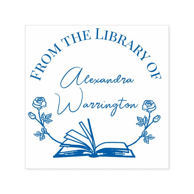 Bok och botaniskt Ro #1 Bibliotek-skript Namn Självfärgande Stämpel (Design)