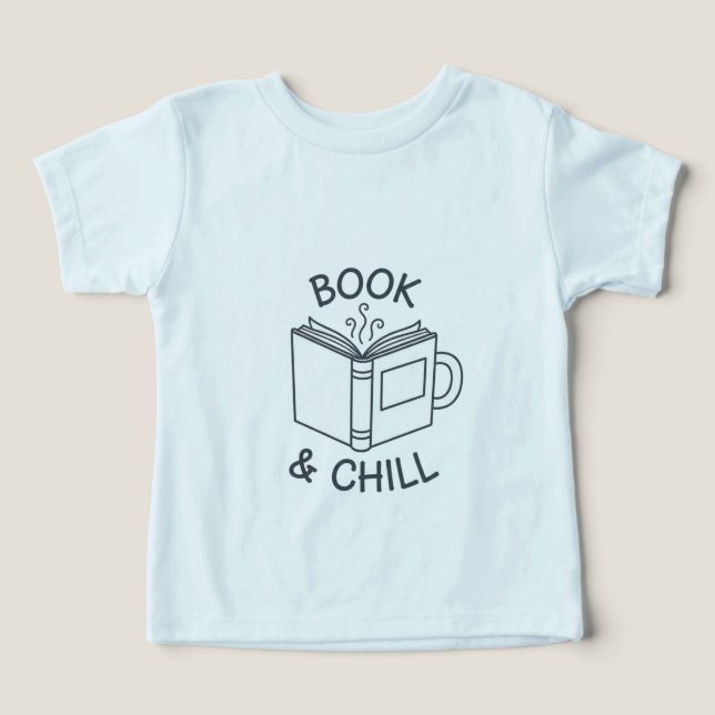 Bok och chill minimal linjearbetad t-shirt (Design Framsida)