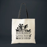 Bok och Coffee Älskare Funny Shopping bag Tygkasse<br><div class="desc">Shoppinggroparstopp för bok älskare lustiga illustrerade väskan.</div>