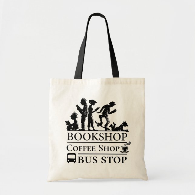 Bok och Coffee Älskare Funny Shopping bag Tygkasse (Framsidan)