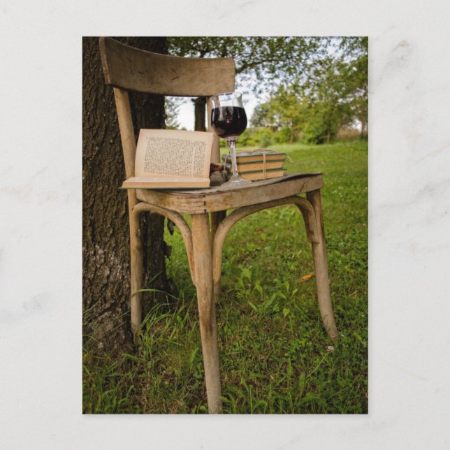 Bok och vin vykort (Framsida)