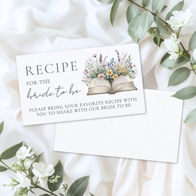 Bok om bröllopsfest recept tilläggskort (Book Bridal Shower Recipe Enclosure Card)