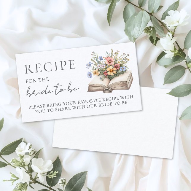 Bok om bröllopsfest recept tilläggskort (Book Bridal Shower Recipe Enclosure Card)