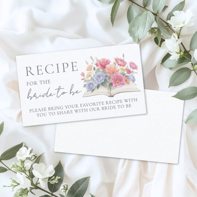 Bok om bröllopsfest recept tilläggskort (Book Bridal Shower Recipe Enclosure Card )