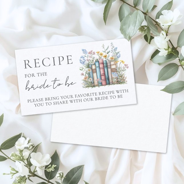 Bok om bröllopsfestrecept tilläggskort (Book Bridal Shower Recipe Enclosure Card )