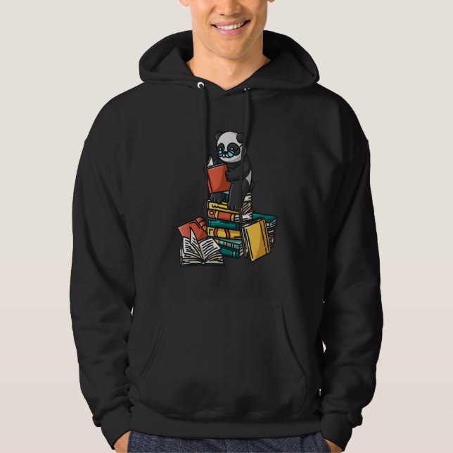 Bok Panda Sitta på Bokar Bok Mask Hoodie (Framsida)