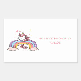 BOK PLATE: UNICORN + RAINBOW REKTANGULÄRT KLISTERMÄRKE