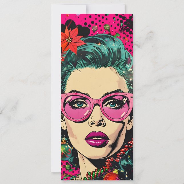 Bok-popup-julen för färgad retro-unik Tecknad Julkort (Framsida)