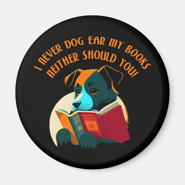 Bok Puppy Hund Ear Humor Magnet (Framsidan)