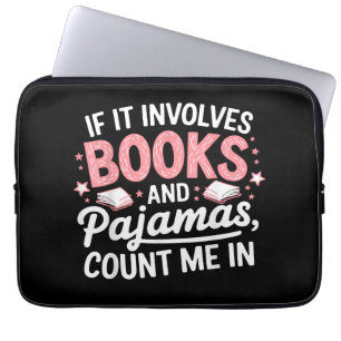 Bok & Pyjamas Humoristisk Bokälskare Roligt Läsand Laptop Fodral