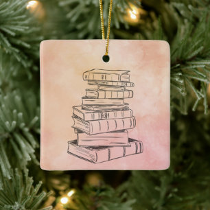 Bok Reader Färg Bookshelf Bibliotek Lärare Julgransprydnad Keramik