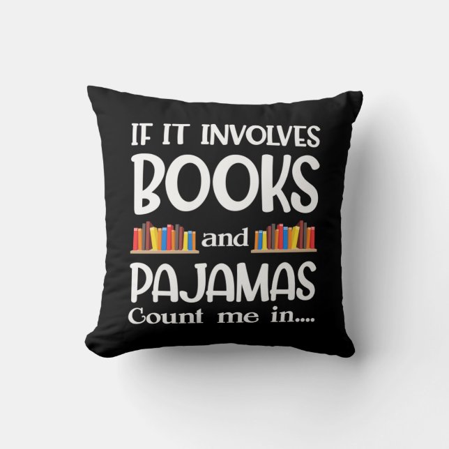 Bok Reader Pajamas Bookworm Funny Reading Kudde (Framsida)