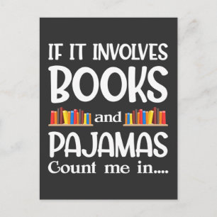 Bok Reader Pajamas Bookworm Funny Reading Vykort