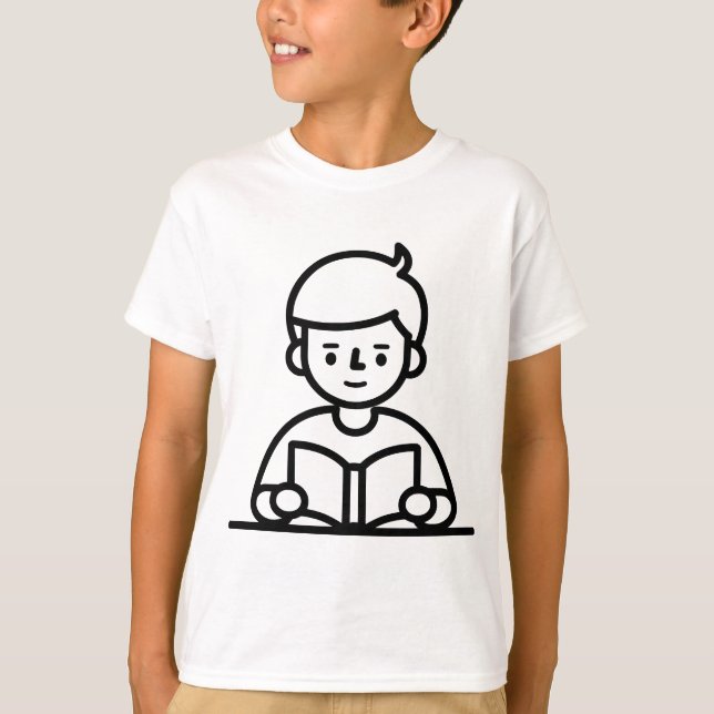 Bok-Reading Boy T-Shirt (Framsida)