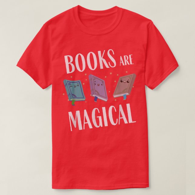 Bok Reading Kawaii Bokar Magic Bok Älskare T Shirt (Design framsida)