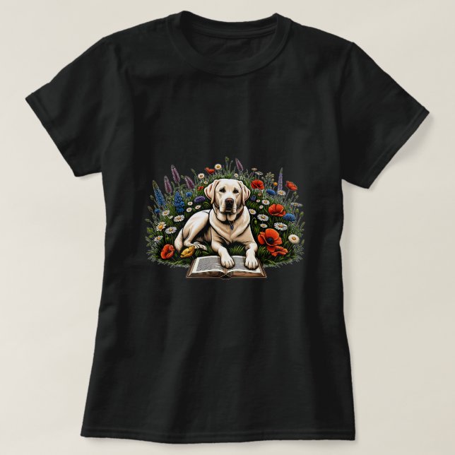 Bok Reading Labrador Retriever Hund Puppy Älskare  T Shirt (Design framsida)
