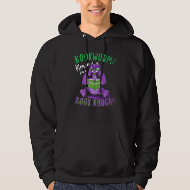 Bok Reading Librarian Bookworm Nerd Bok Dragon Hoodie (Framsida)