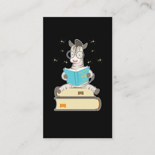 Bok Reading Tea Coffee Bookworm Magic Zebra Visitkort (Framsida)