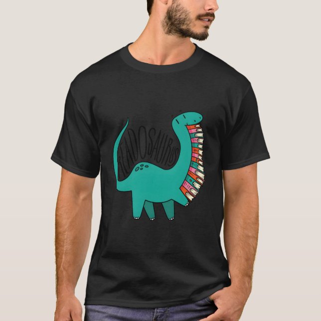 Bok Readosaurus Dinosaur Bokar Bibliotek T Shirt (Framsida)