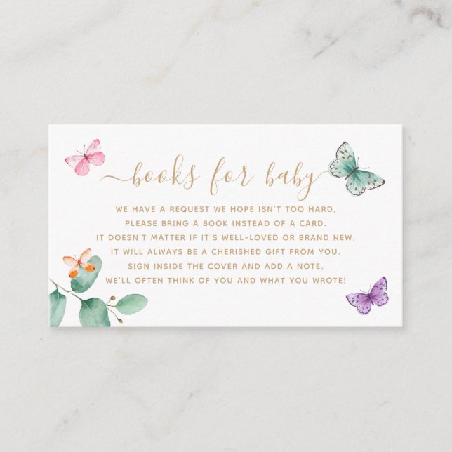 Bok Request Baby Shower Butterfly Eucalyptus Tilläggskort (Framsida)