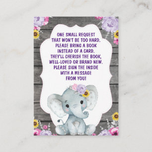 Bok Request Card Girl Elephant Rosa Lila Gult Tilläggskort