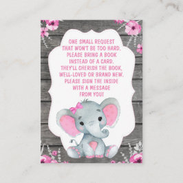 Bok Request Card Girl Elephant Shower Tilläggskort