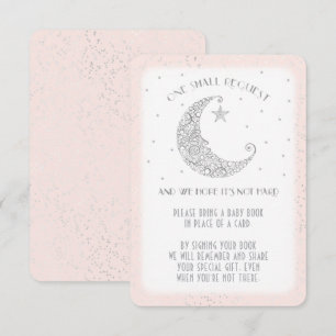 Bok Request Måne Star Baby Shower Silver Rosa Inbjudningar