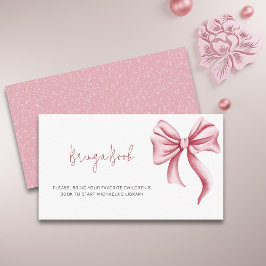Bok Request Rosa Bow Baby Shower Tilläggskort