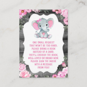 Bok Request Rosa Elephants Shower Blommigt Biljett Tilläggskort