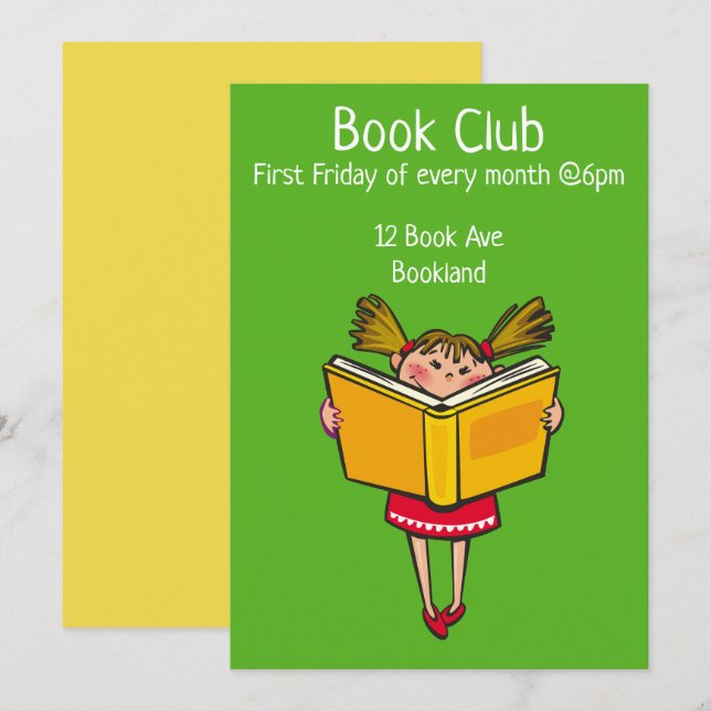 Bok-session för bokklubbgruppen inbjudningar (Fram/baksida)