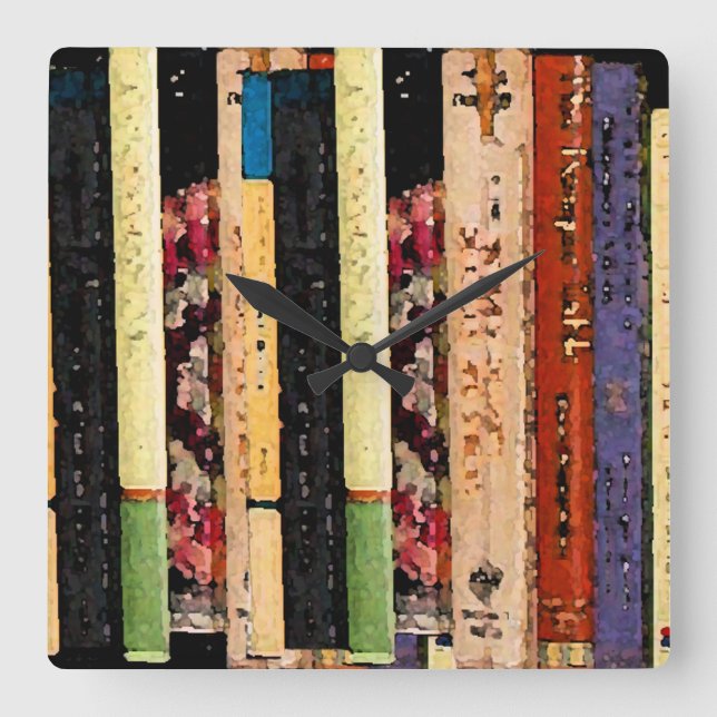 Bok Shelf Clock Fyrkantig Klocka (Framsida)